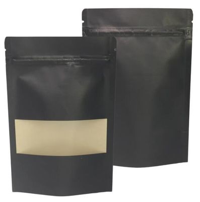 Multi supporto di Doypack di dimensione sul nero di carta saldabile a caldo del sacchetto di Kraft con la finestra