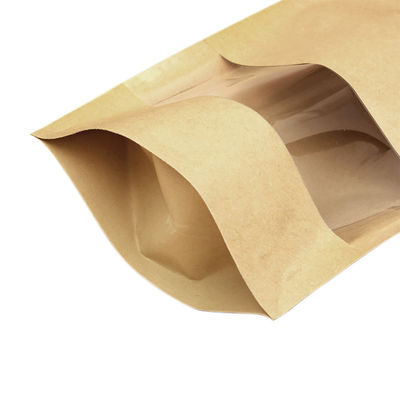 Il sacchetto in piedi risigillabile di carta kraft del PE insacca l'abitudine stampato con la finestra