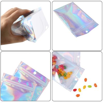 Il di alluminio a chiusura lampo olografico brillante del sacchetto della borsa di imballaggio per alimenti di Mylar ha metallizzato