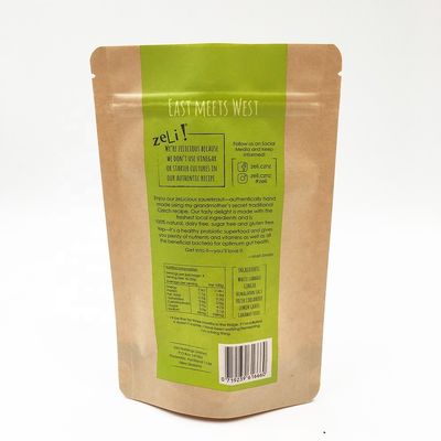 La chiusura lampo amichevole della carta kraft di Eco insacca le borse di caffè di Kraft del fondo piatto 12OZ con la valvola