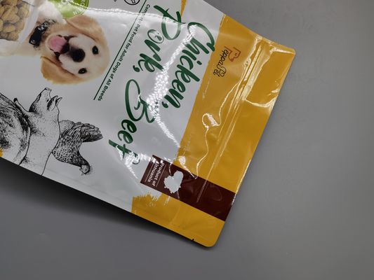 lato d'imballaggio flessibile spesso del fondo piatto della borsa dell'alimento per animali domestici del di alluminio di 0.36mm Gusseted
