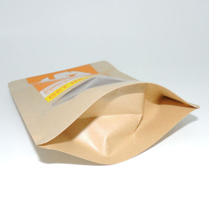 Sacchetti di carta su ordinazione dell'alimento di Logo Granola Kraft 160*245mm con la chiusura lampo superiore