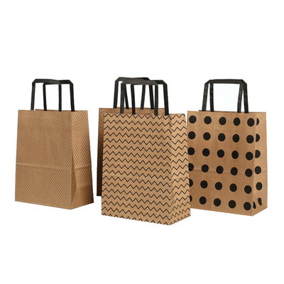 Sacchetti della spesa di trasporto impermeabili al grasso 80g 100g di carta kraft con le maniglie pianamente