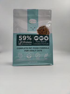 Sacchetto d'imballaggio laterale della borsa dell'alimento per animali domestici del rinforzo dello SGS a fondo piatto con le chiusure lampo