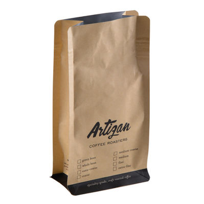 Carta kraft a chiusura lampo di capacità delle borse di caffè del fondo piatto 50g-15kg con la valvola