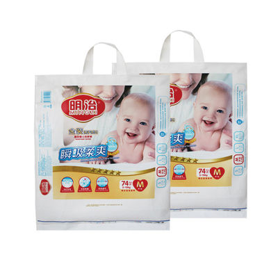 Imballaggio della borsa del rinforzo del PE di Tote Double del pannolino del bambino eliminabile con su ordinazione stampato