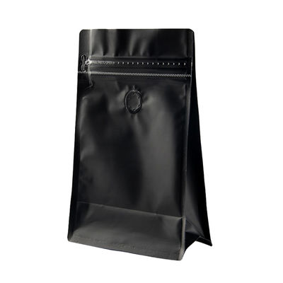 VMPET Matte Black Coffee Pouch Packaging risigillabile con il fondo piatto della valvola