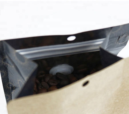 Borse d'imballaggio del caffè laterale della valvola del fondo piatto uno di carta kraft biodegradabili