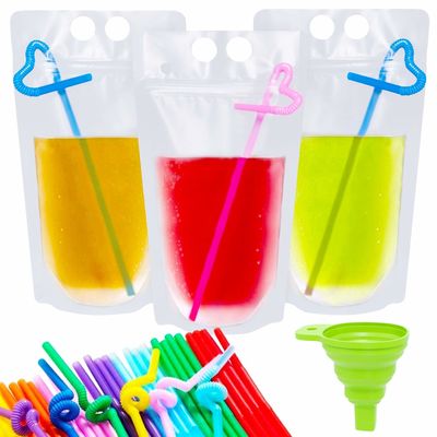 sacchetto d'imballaggio liquido della bevanda trasparente di 500ml 750ml con Straw And Handle